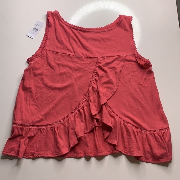 NWT Loft Coral Ruffle Rear Crochet ribbon peplum new with tags - Picture 5 of 7